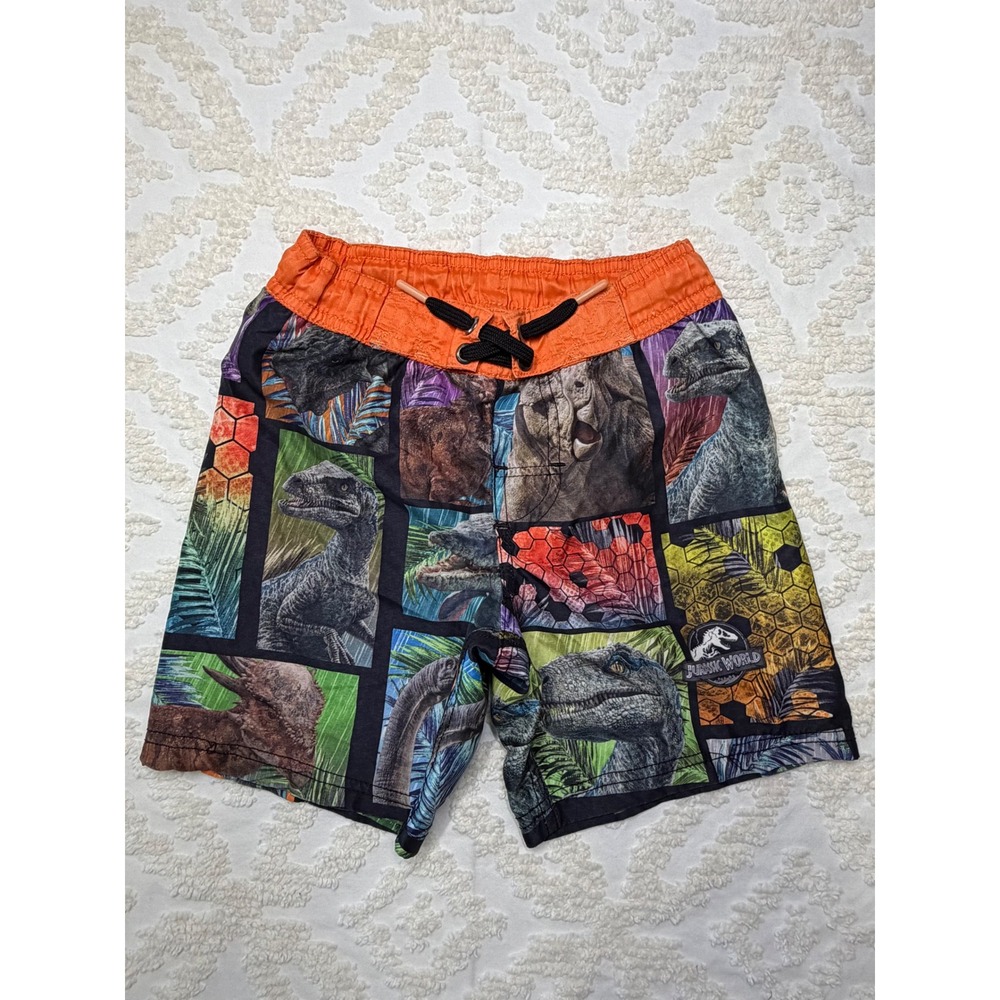 Jurassic World Dinosaur Graphic Swim Trunks Orange Multi XS 4/5 Boys‎ Swimwear